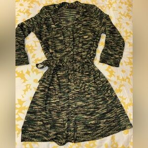 Women’s Marbled Cardigan Sweater with Belted Tie